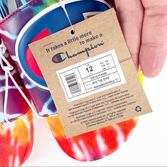 Champion IPO Tie-Dye Slide Sandal, Rainbow Multi, Men’s Size 12, NEW! w/tags! - Picture 2 of 12